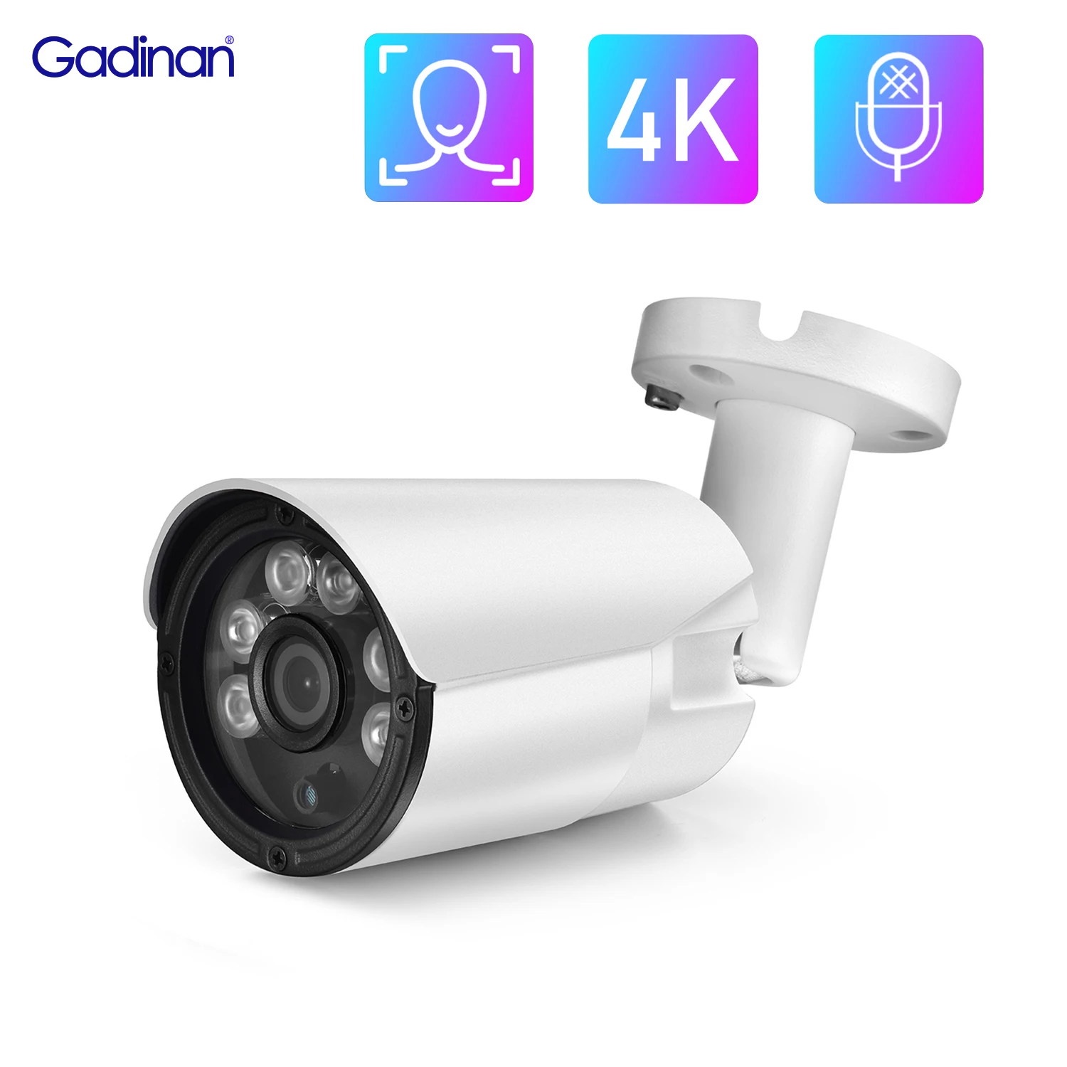 Gadinan 8MP Ultra HD 4K IP Bullet Camera Face Detection Security Protection Metal Outdoor IR Night 
