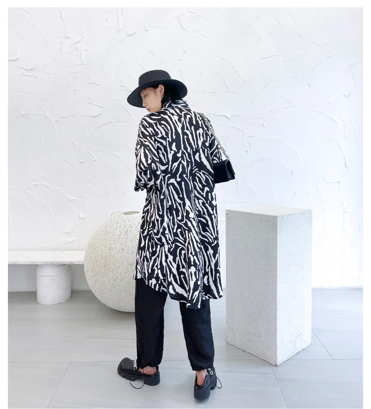 

Vefadisa Zebra Striped Women Blouse 2021 Autumn New Plus Size Female Blouse Fashion Print Long Shirt Casual Shirts QYF6242