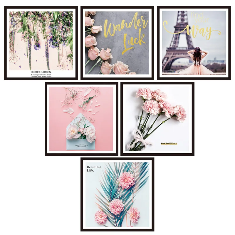 

Nordic Pink Rose Wall Stickers Bedroom Living Room Sofa Background Warm Decorative Aesthetic Art Mural