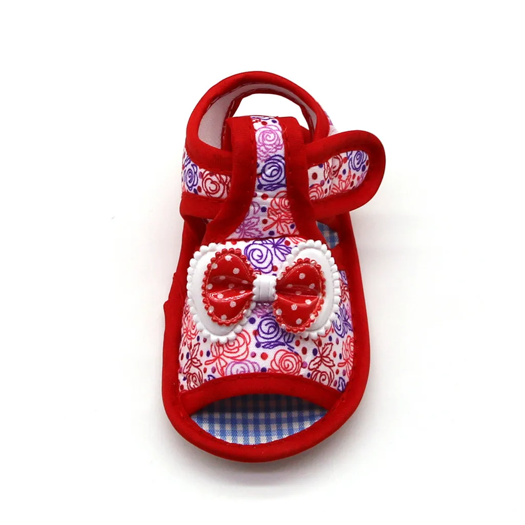 Босоножки для новорожденных девочек с принтом Нескользящие сандалии бантом