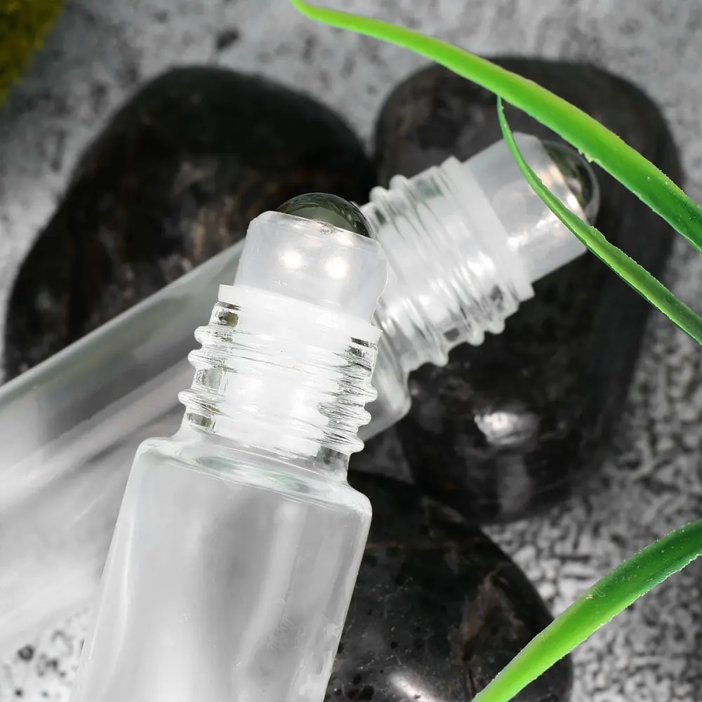 

10pcs 10ml Essential Oil Roller Bottle Empty Glass Bottle with Rolling Bead for Smear Sample(Frosted Color)