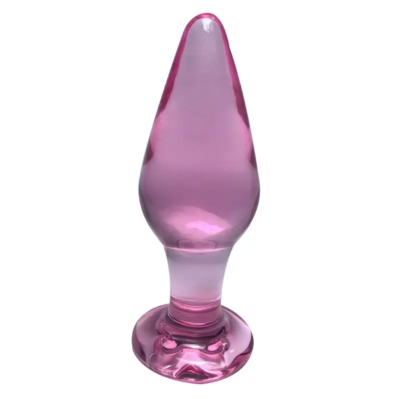 Transparent Glass Anus Plugs Pink Crystal Translucent Female Stimulator Anal Plug Adult Masturbation Sex Toys |