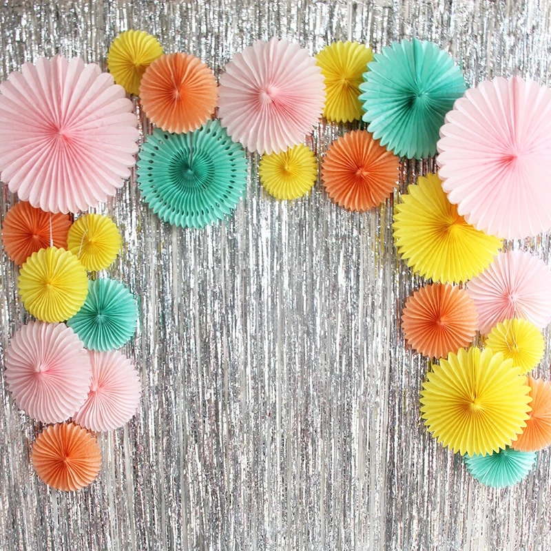 10 см 4 дюймовый веера из папиросной бумаги Pinwheels подвесные цветочные бумажные