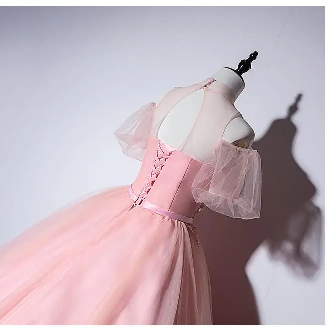 Модное милое бальное платье с аппликацией из бисера элегантное высоким воротом