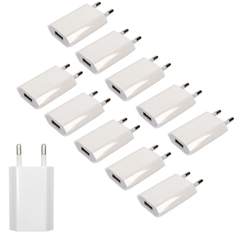 10Pcs USB Wall Charger Charger Adapter 5V 1A Single USB Port Quick Charger Socket Cube for iPhone 7/6S/6S Plus/6 Plus