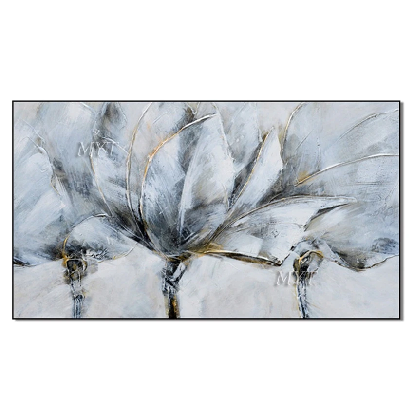 

Three White Flowers Abstract Oil Paintings On Canvas Modern Wedding Decor Wall Pictures Home Decoration 100% Handmade Unframe