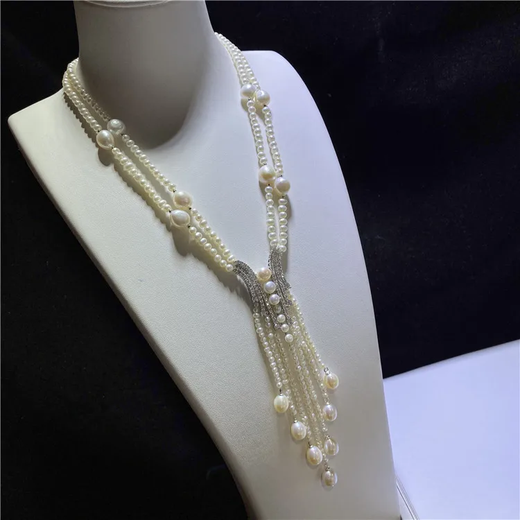 Цепочка для свитера с узлом ручной работы аксессуары из белого пресноводного