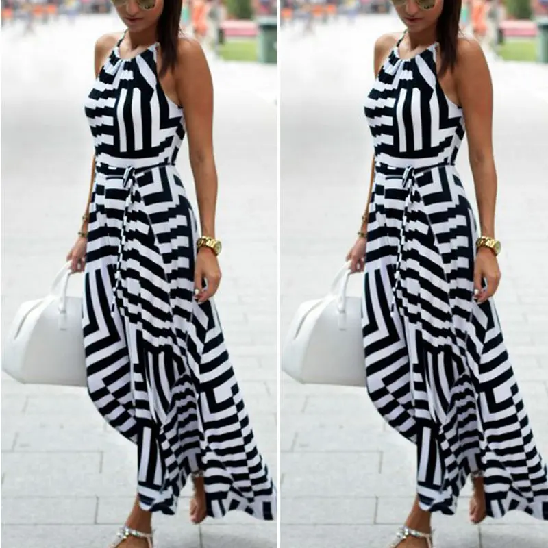 

Women Sexy Summer Dress Sleeveless Maxi Long Evening Party Beach Dress Sundress Size S-XL Strap Ankle-Length Dress