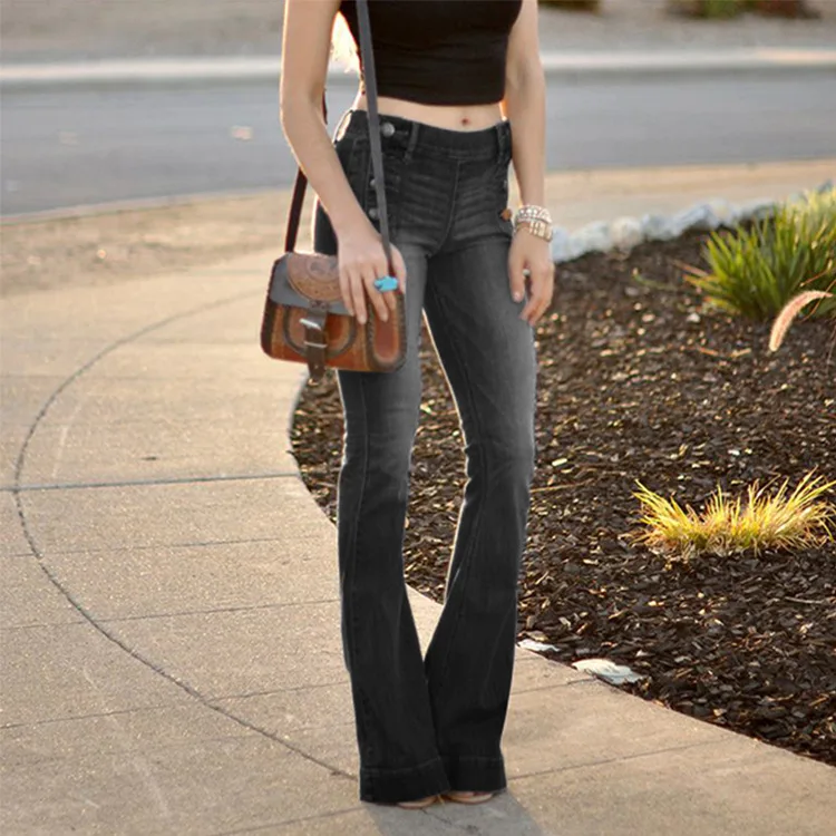 

ZQLZ Casual High Waist Streetwear Jeans Women Vintage Stretch Flare Pants Plus Size Fashion Mom Trousers Skinny Denim Pants