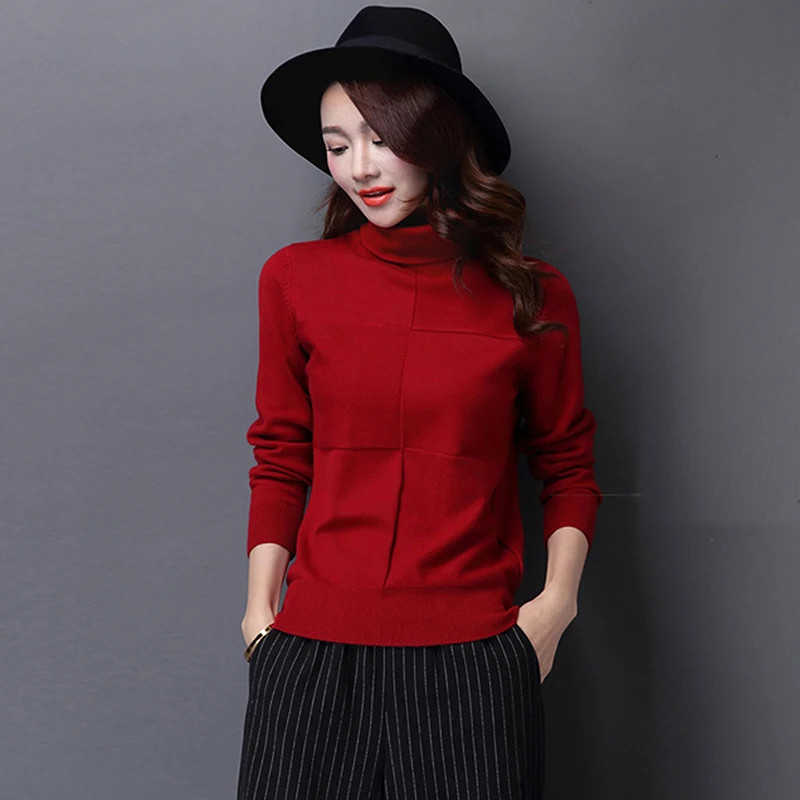 

Turtleneck Sweater Female Autumn Winter Knitt Pullover Loose Long Sleeve Comfortable Soft Bottoming thin Shirt Female Sweater