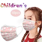 10 шт., Детские Мультяшные маски для мальчиков и девочек, 3-слойные Многоразовые Дышащие маски