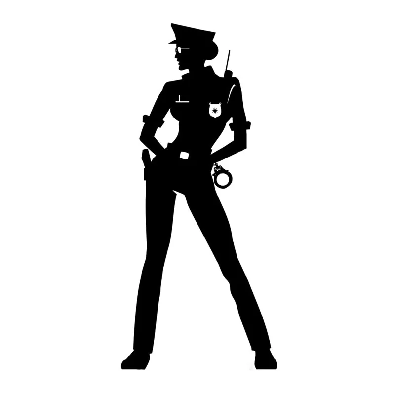 

Car Sticker Police Girl Fashion Motorcycle PVC Waterproof Sunscreen Decals Black/silver 7.1cm*15.6cm