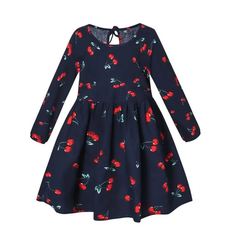 Коллекция 2021 года весенне-осенние платья с принтом для девочек Хлопковое платье