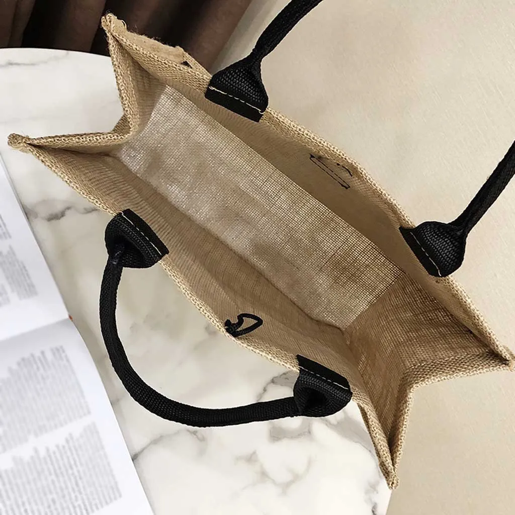 Женская Льняная сумка в европейском стиле джутовая Хлопковая Сумка-тоут