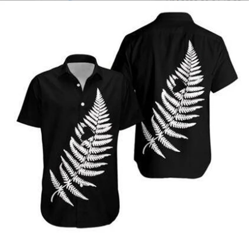 

Usa size Men's Summer Casual Beach Short Sleeve White Glowing Leaves 3d Printed Hawaiian Shirt Quick Dry Loose Tee