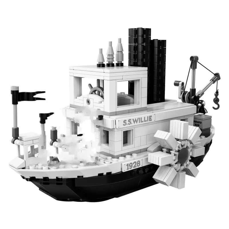 16062 Ideas серия Steamboat Willie Mickey модель корабля наборы строительных блоков 842 шт
