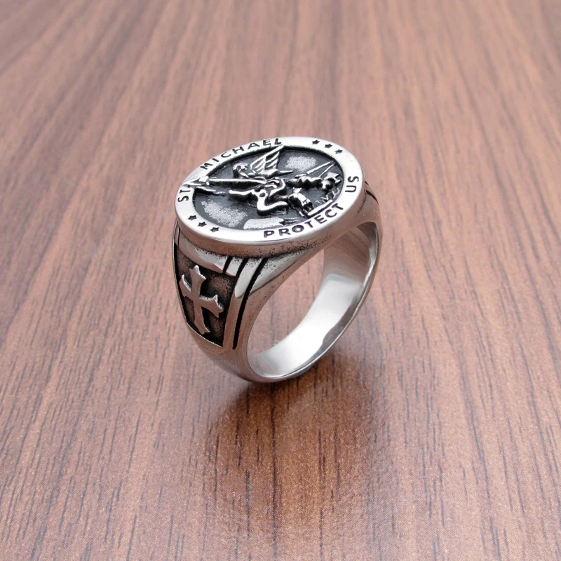 Бесплатная доставка винтажные защитные кольца из нержавеющей стали 316L от St Michael