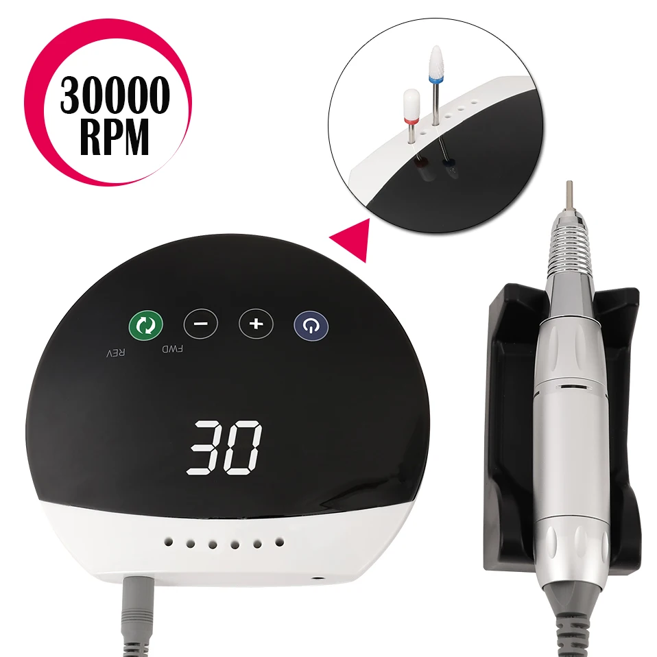 

30000 об/мин дрель для ногтей 24 Вт электрическая пилка для ногтей с магнитным всасыванием для хранения керамических сверл профессиональные ма...