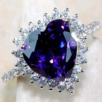 hot sale romantic heart purple crystal rings for women engagement wedding ring for fashion jewelry accessories sale size 6 10