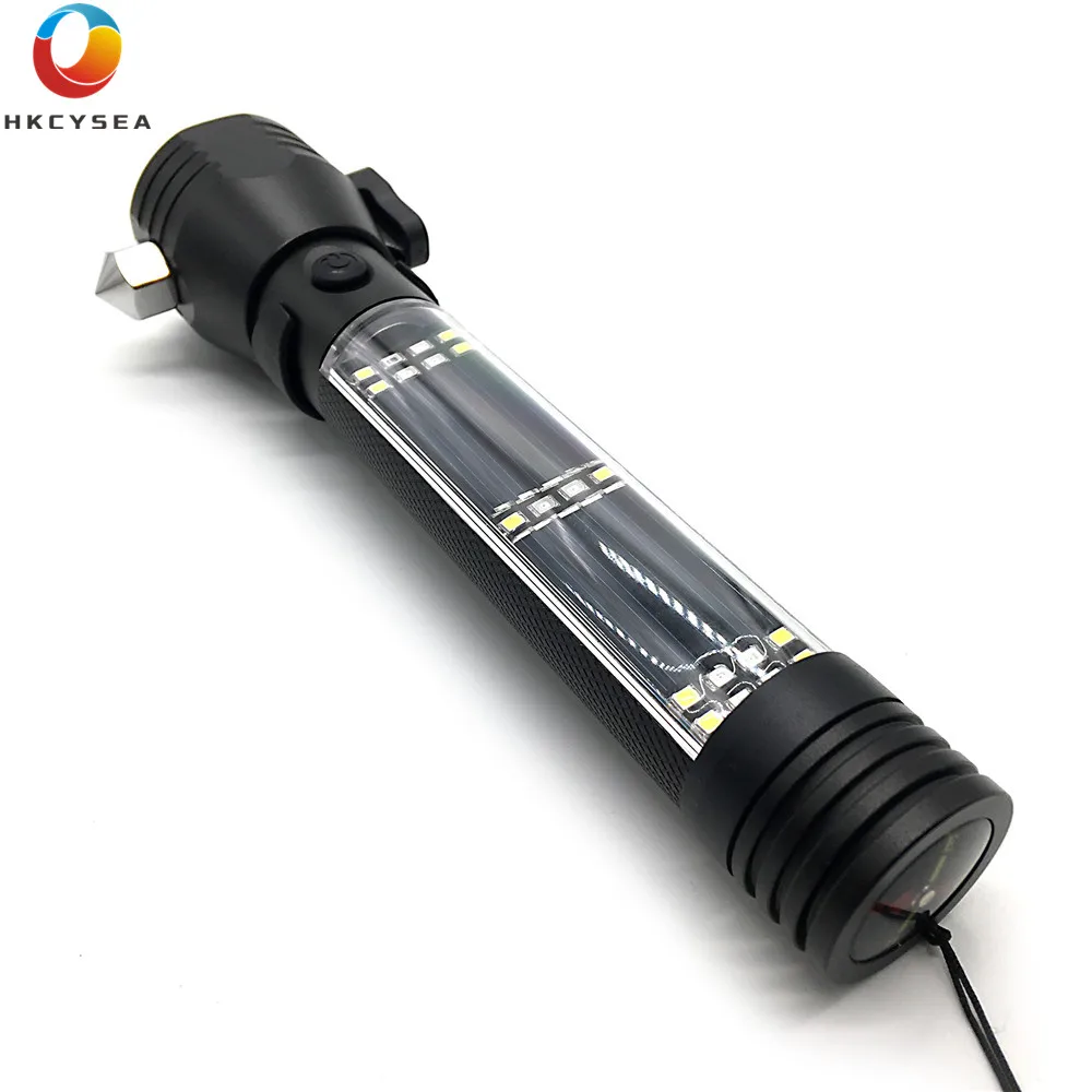 CARMOUR Solar Power Flashlight Battery Waterproof Torch Compass LED Lights for Outdoor Sport Emergency Survival Camping | Автомобили и