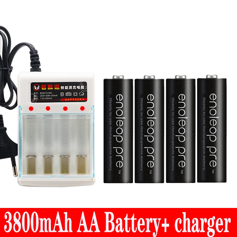 Figh качество 1 2 V 3800mAh NI MH AA предварительно Заряженная аккумуляторная батарея aa для