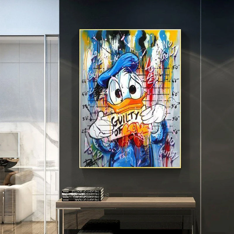 Graffiti Art Funny Disney Mickey and Minnie Canvas Painting Street Poster Print Wall Picture for Living Room Decor | Дом и сад