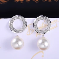 new trendy round pearl pendant earrings womens earrings fashion bohemian crystal inlaid earrings accessories party jewelry