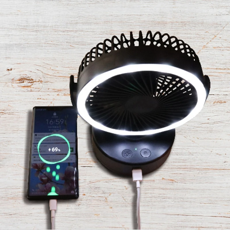 

Portable Camping Lantern Fan LED Light Outdoor Ceiling Fan Lamp Hiking Camping, 7200mAh 4 Speed Quiet Airflow Power Bank