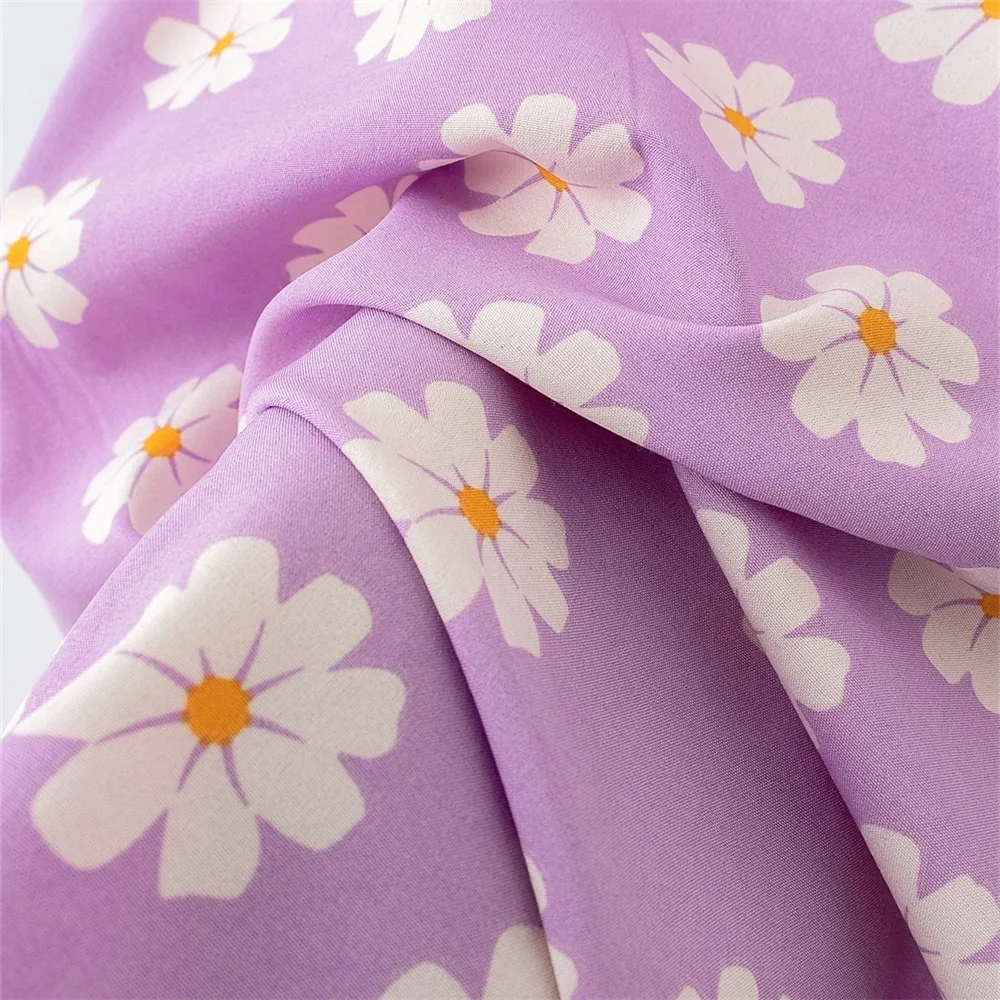 Женское мини платье с высокой талией и цветочным принтом летнее в пасторальном