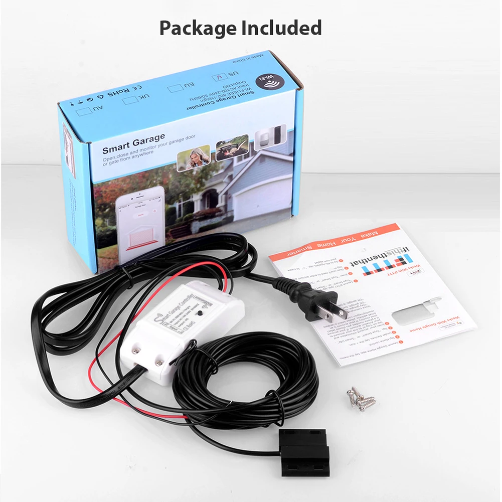 

WiFi Smart Garage Door Controller Opener Open Close Wireless Remote Monitor Compatible for Alexa/Google Home US Plug