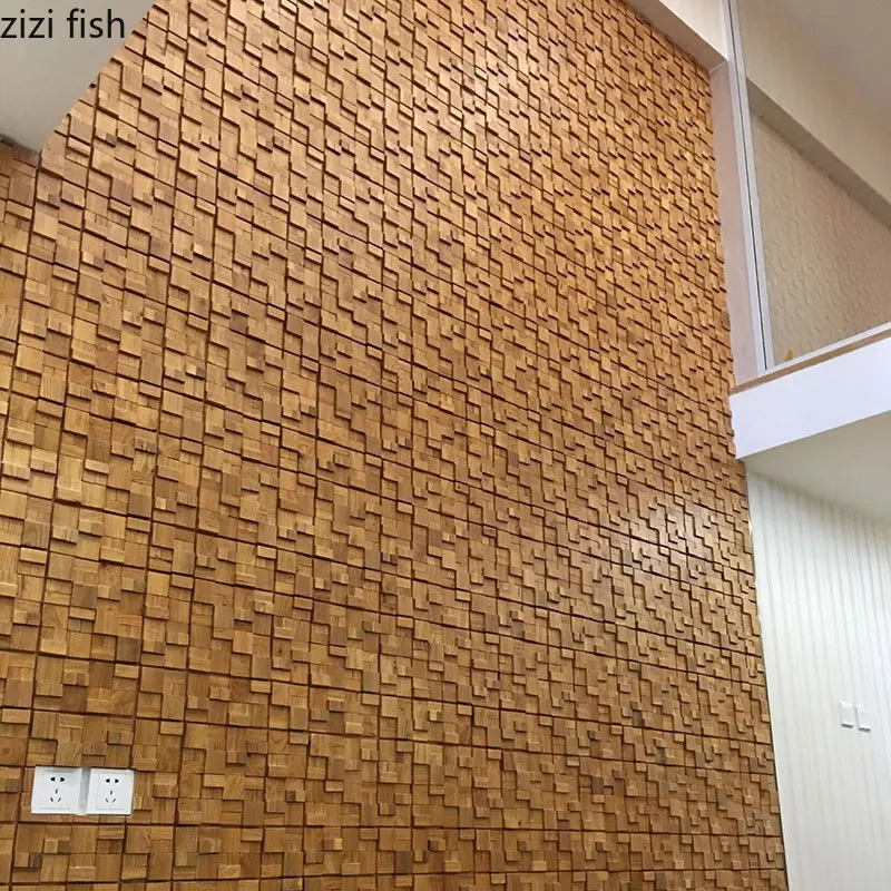 Мозаичная плитка из массива дерева фоновая декорация для телевизора обои