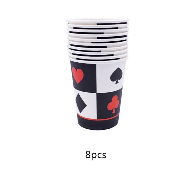 8pcs cup Вечерние принадлежности для украшения игральных карт, одноразовые столовые приборы, набор баннеров, воздушных шаров для взрослых, игрушки для покера, вечерние украшения - Цвет: 8pcs cup