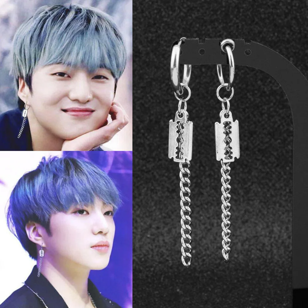 

Hip Hop Rock Character Long Blade Tassel Chains Earrings Punk Rocking Drop Earrings With Both Men And Women Jewelry Gifts