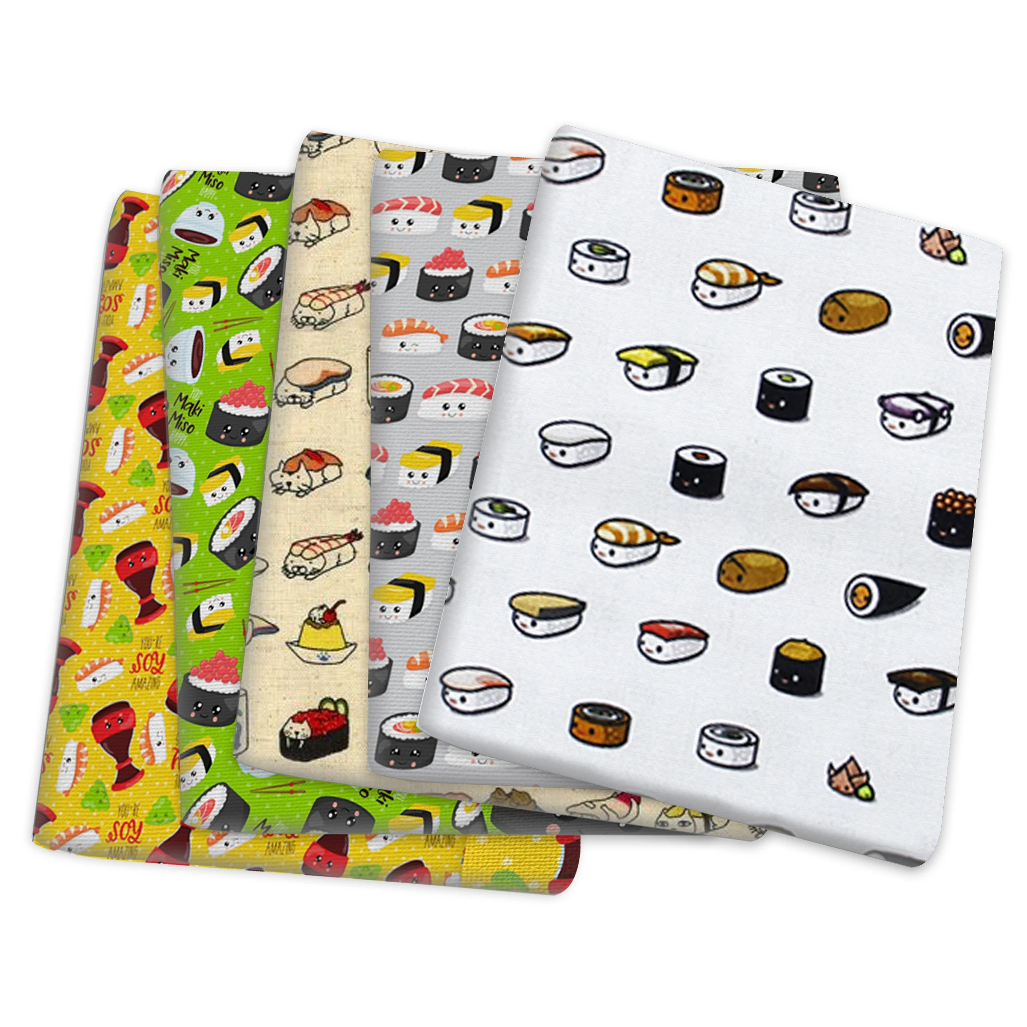 

Patchwork Sushi Fish Printed Polyester Cotton Fabric for Tissue Sewing Quilting Fabrics Needlework Material DIY Handmade,c14302