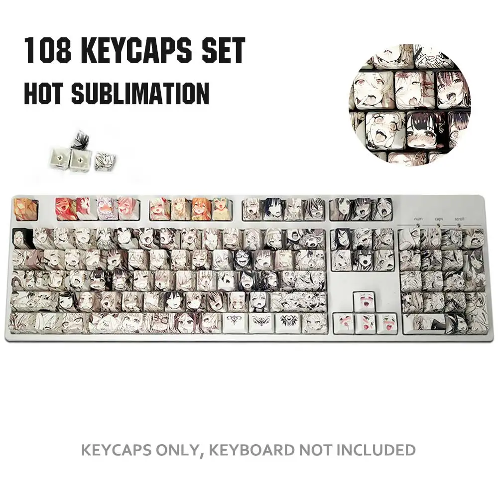 108key PBT Ahegao Keycaps краситель сублимационная Горячая замена японского аниме для Cherry Mx