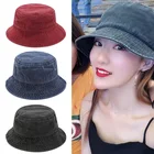 Однотонная Складная ковбойская Рыбацкая шляпа, ретро Панама из денима с эффектом потертости, Пляжная Солнцезащитная шляпа унисекс, уличный головной убор, уличная Кепка для раковины