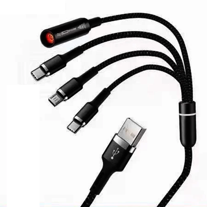 Hot Sell 4 In 1 Micro USB Type C Charger Cable with Cigarette lighter Multi Usb Port c Mobile Phone Wire For Samsung IPhone | Мобильные