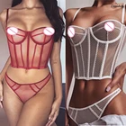 Прозрачный сетчатый атласный комплект, одежда для сна, кружевная ночная сорочка, пижамный комплект из 2 предметов, женское эротическое сексуальное нижнее белье, костюм