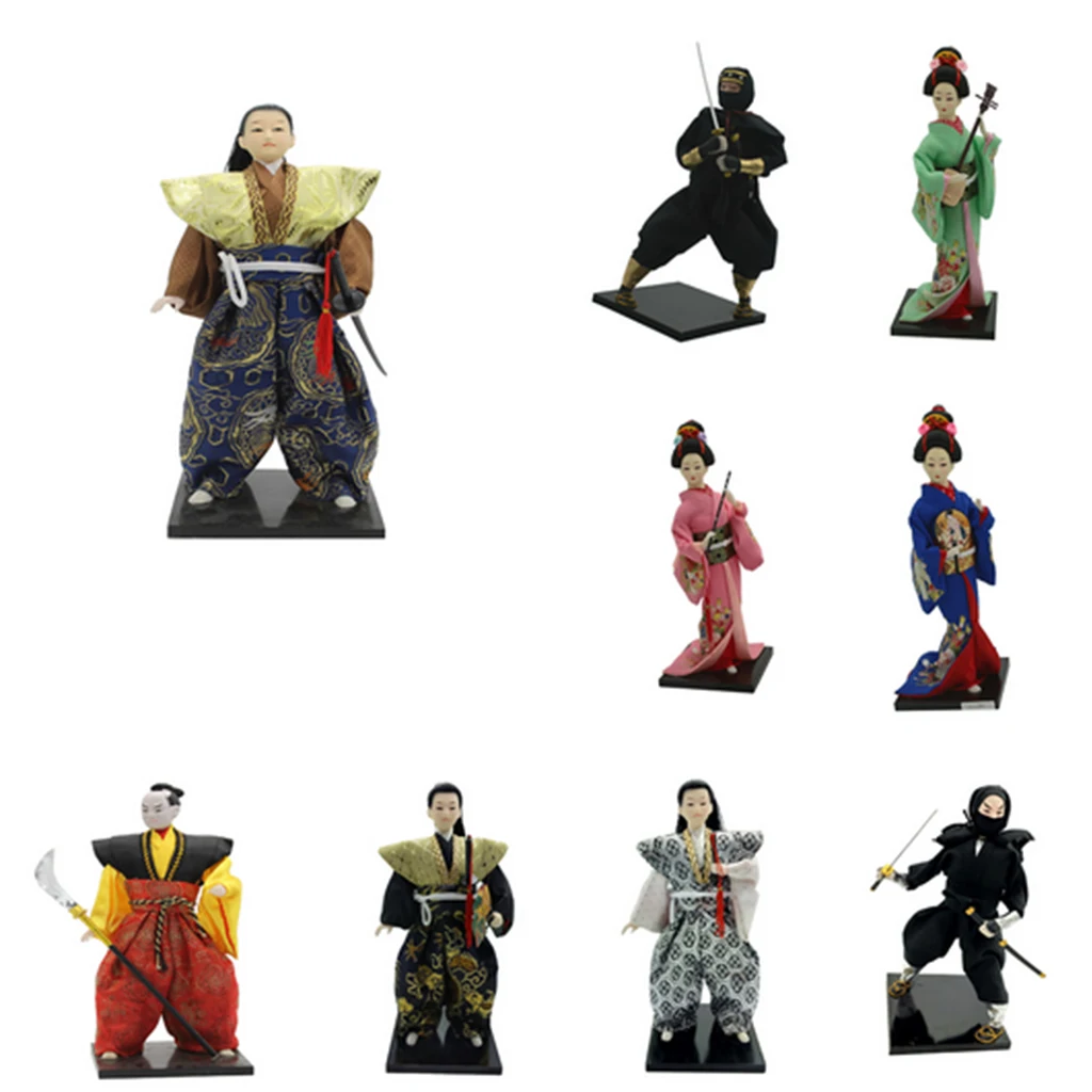 30cm Tall Japanese Geisha Doll Decoration Desktop Adornment Handmade Geisha Statuette Vintage Kimono Asian Girl Mode Figurine