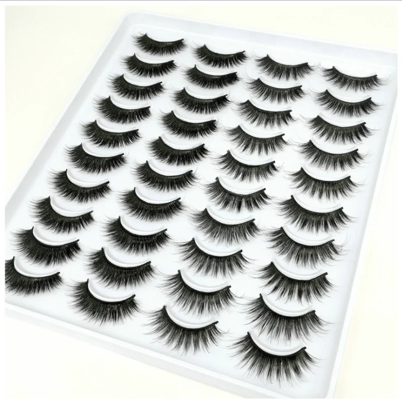 

20 pairs of 3D artificial mink false eyelashes natural thick long eyelashes handmade soft eyelash makeup tools