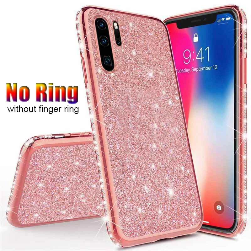 Алмазный Мягкий блестящий чехол HONOR 7X 8X mate 20 10 Finger Ring Cover для HUAWEI P20 Lite P30 Pro P Smart Z P10 Nova 3 3i