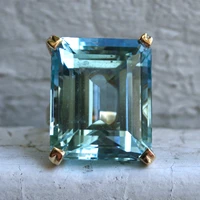 sea blue topaz stone princess diamond ring engagement sapphire ring 14k gold anillos for women bizuteria jade diamond jewelry