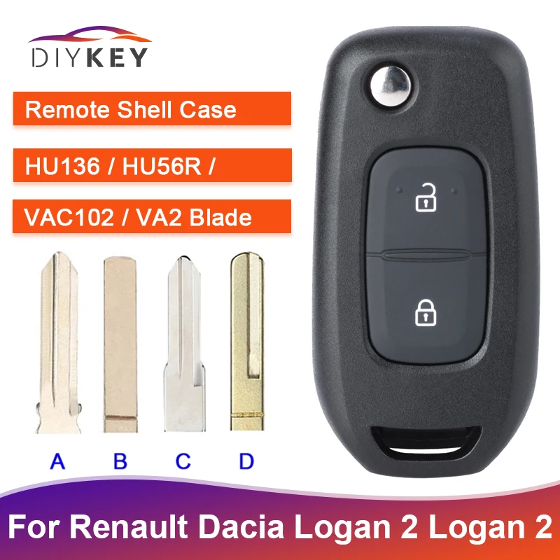 Флип-чехол DIYKEY с 2 кнопками и дистанционным управлением для Renault Dacia Logan II 2018 2019 2020