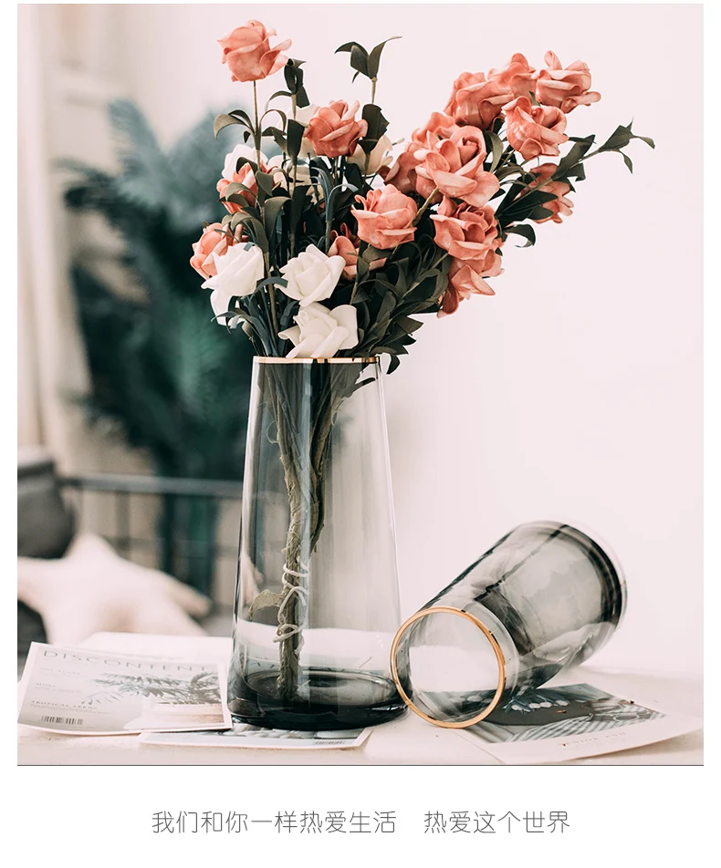 

Минималистичная настольная креативная ваза для украшения стола из стекла и растений с цветочным декором BS50HP