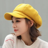 winter beret for women solid plain octagonal newsboy cap ladies casual adjustable wool hat girls painter caps