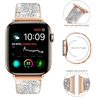 stainless steel diamond watchband for apple watch 6 band 44mm 40mm iwatch 42 38mm series 5 4 3 2 accessories bracelet strap belt