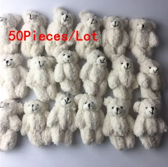 50 шт./лот мини шарнирный плюшевый мишка плюшевые игрушки брелок белые мишки из