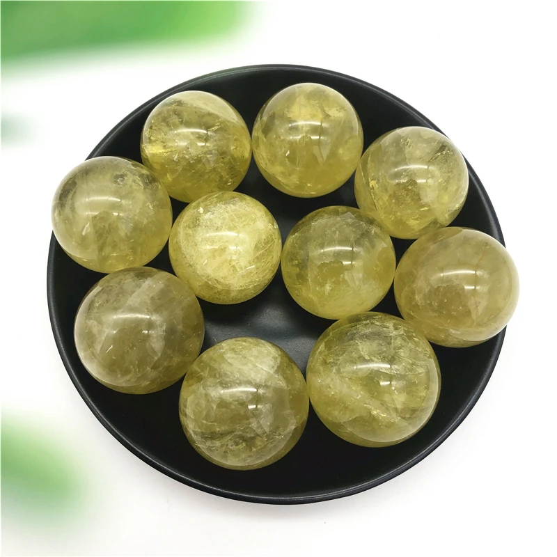 

1pc Natural Lemon Yellow Quartz Crystal Sphere Ball Polished Healing Citrine Crystal Balls Decor Natural Stones and Minerals