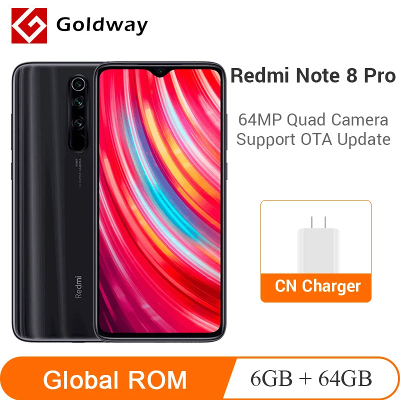 глобальная прошивка Xiaomi Redmi Note 8 Pro 6 ГБ 128 64 Мп. 4 камеры с ИИ смартфона Helio G90T ядерный