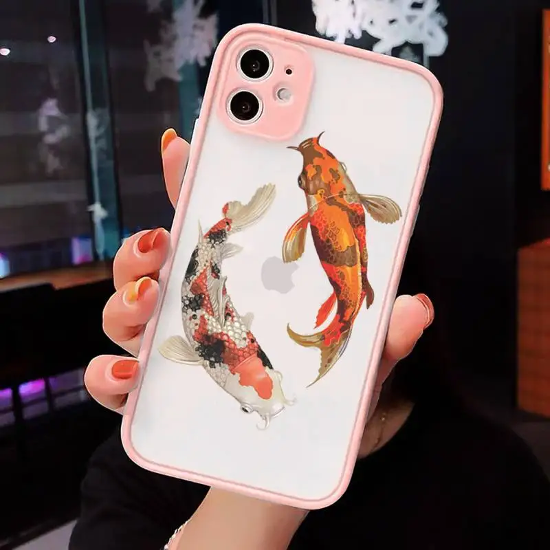 

Koi lucky fish animal luxury Phone Cases funda matte transparent For iphone 7 8 11 12 plus mini x xs xr pro max cover